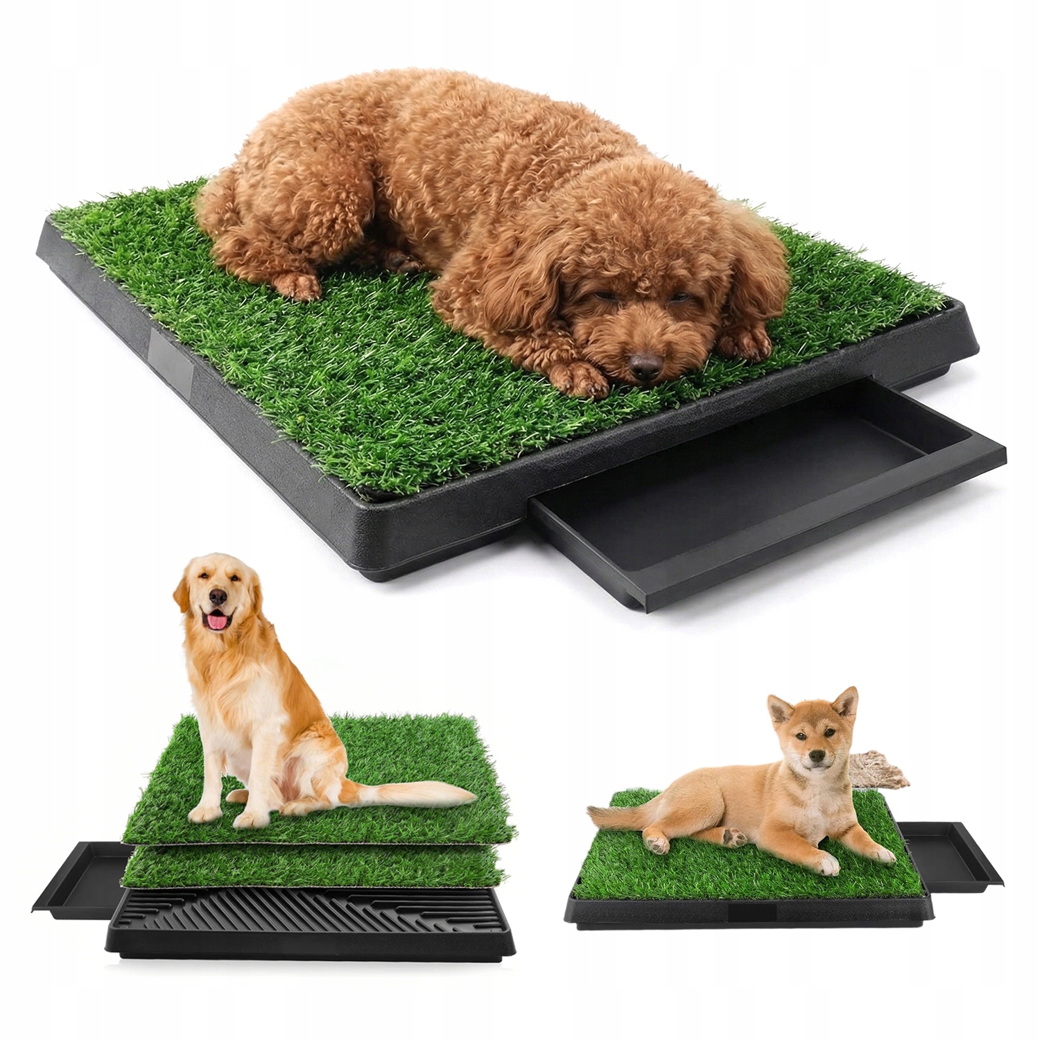 Psí Toaleta 63X50 S Odkapávací Miskou A 2 Umělými Trávníky Pro Štěňata