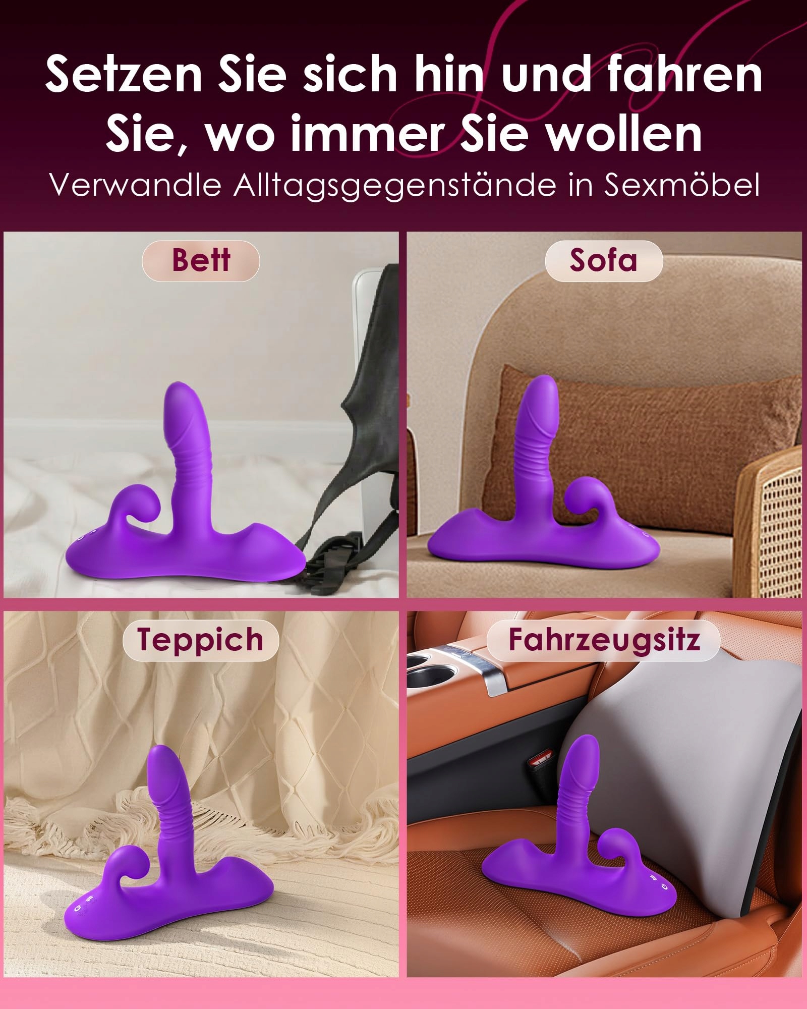 AUFSITZ DILDO Wibrator Dla Kobiet Z 9 Funkcjami Wibracji I Tarcia — miniatura 4