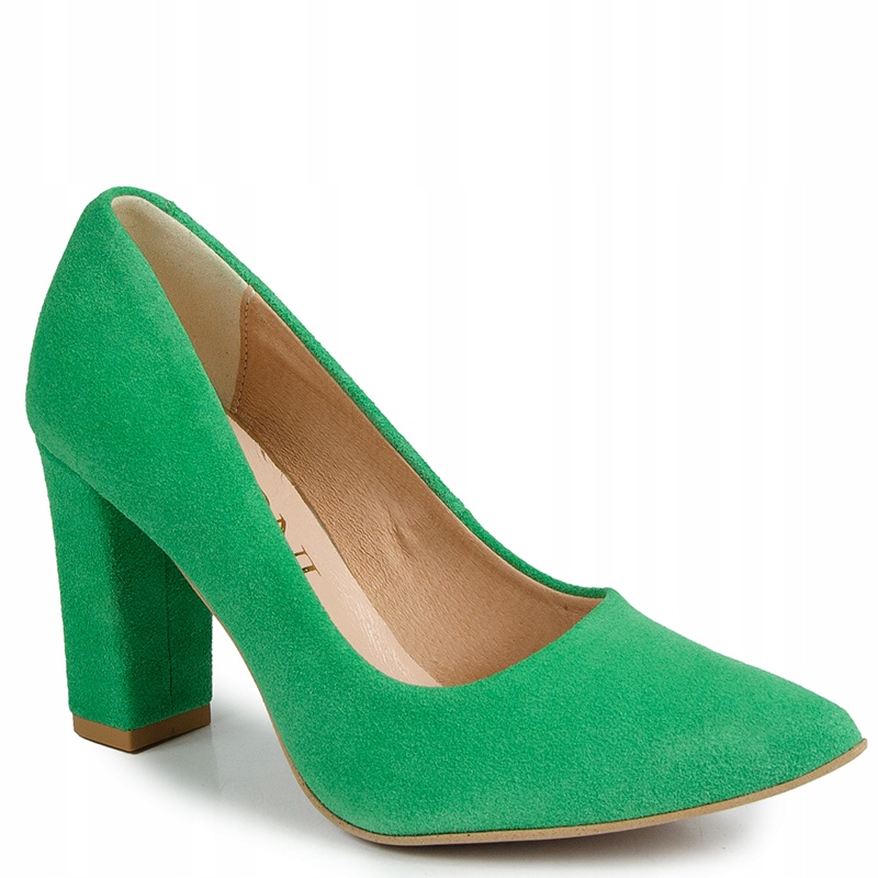 LaRoni E453 Sloupek Špic Semišová Kůže Zelená 35