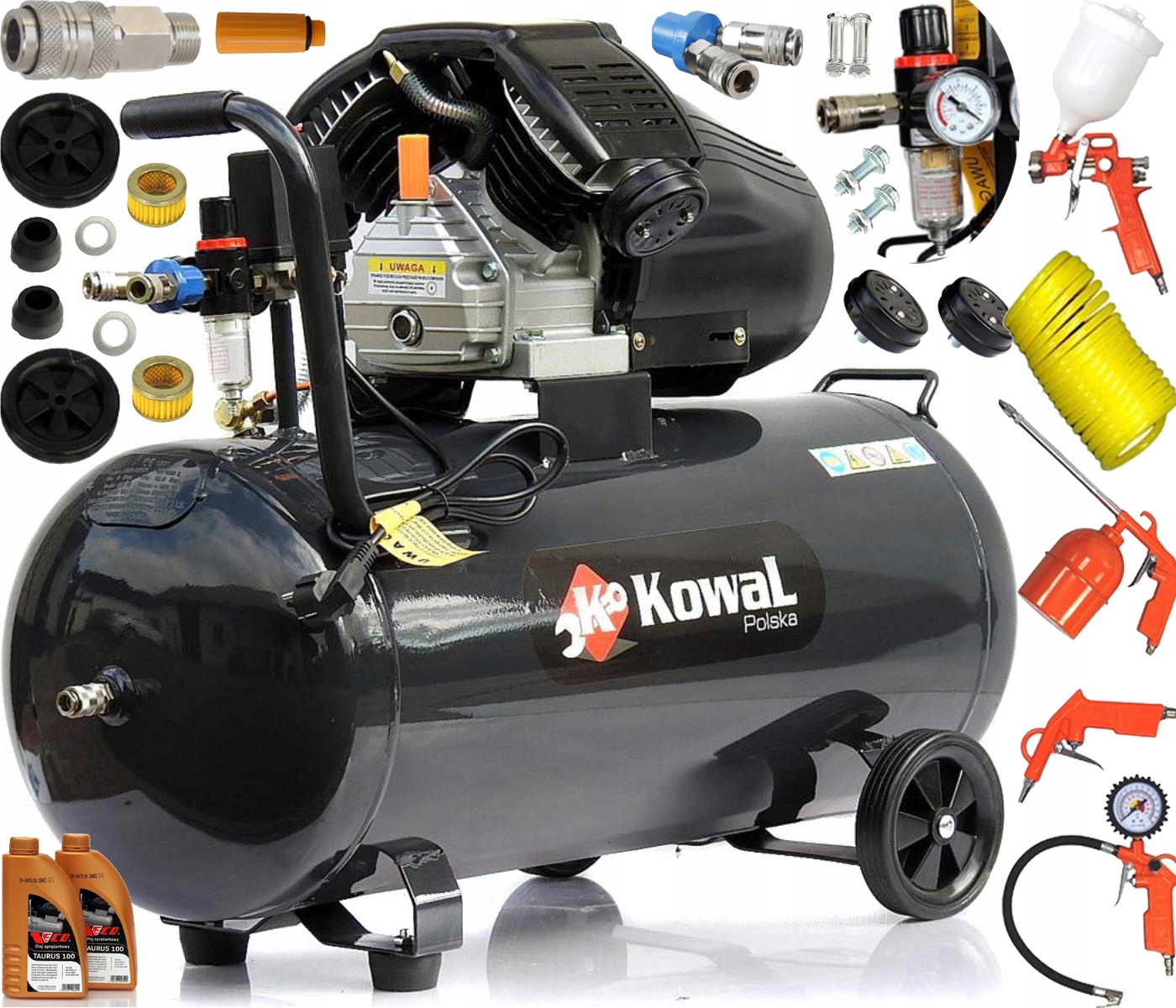 12 Bar Kompresor Zbv 100L olejowy tłokowy sprężarka pompa powietrza Kowal