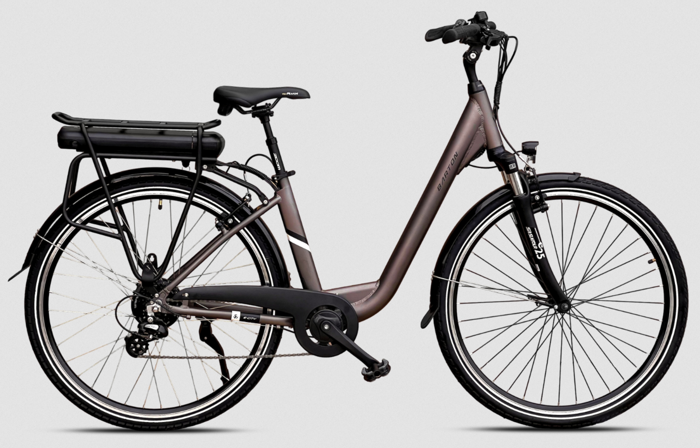 Barton E-City 28” Elektryczny rower miejski Brązowy (tytan) Rama 17"