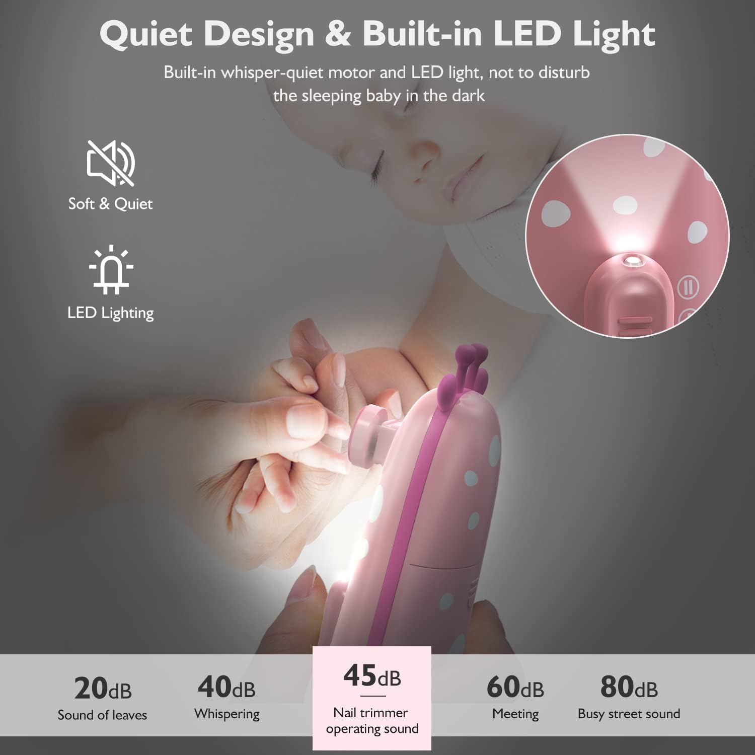 ELEKTRYCZNY PILNIK DO PAZNOKCI DLA NIEMOWLĄT Megainvo Kolor dominujący róże i fiolety