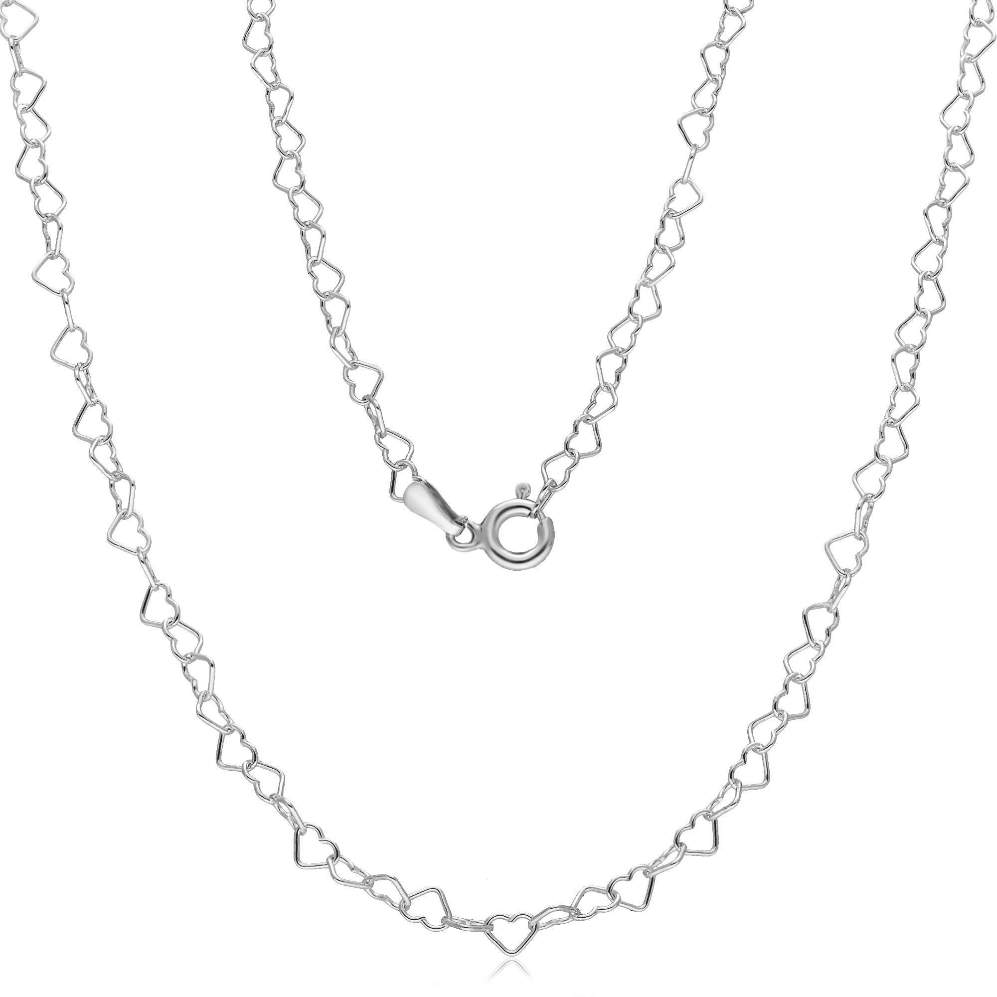 Stříbrný Dámský Náhrdelník Srdce Srdíčka 40 cm