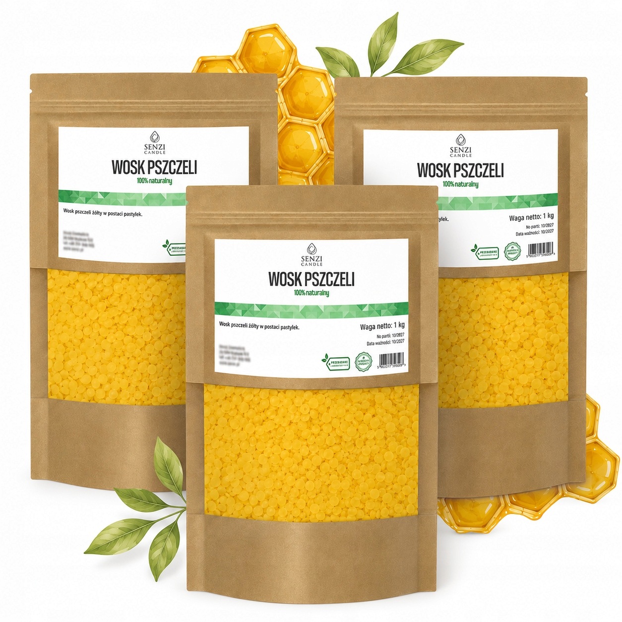 Včelí vosk Žltý Granulát Prírodné pastilky na sviečky a kozmetiku 3 kg