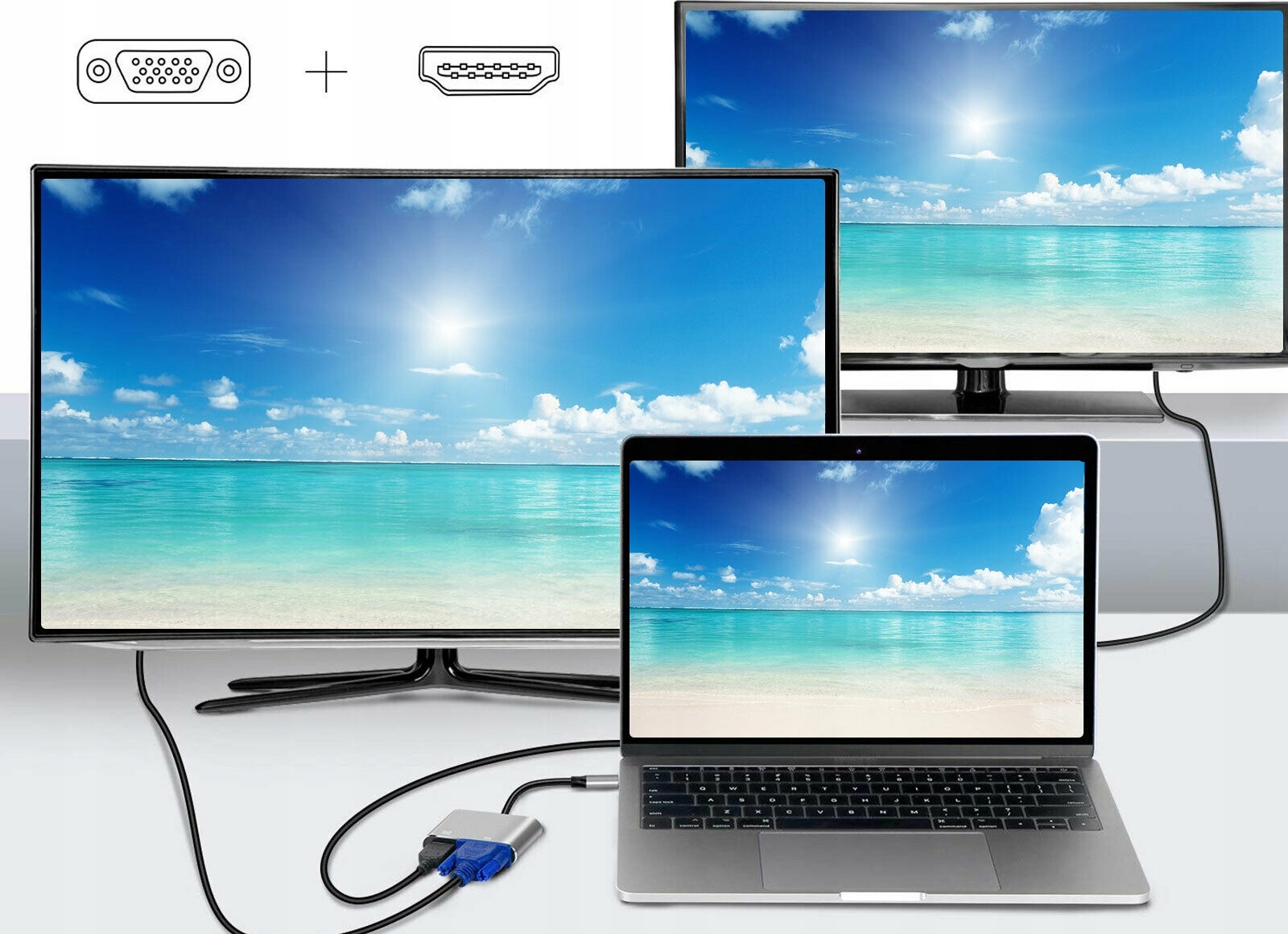 ADAPTER PRZEJŚCIÓWKA USB-C 3.1 VGA HDMI 4K Marka Platinet