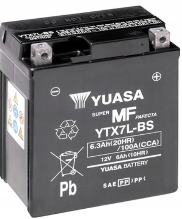 Akumulator Motocyklowy Yuasa YTX7L-BS 6,3Ah 100A 12V P+
