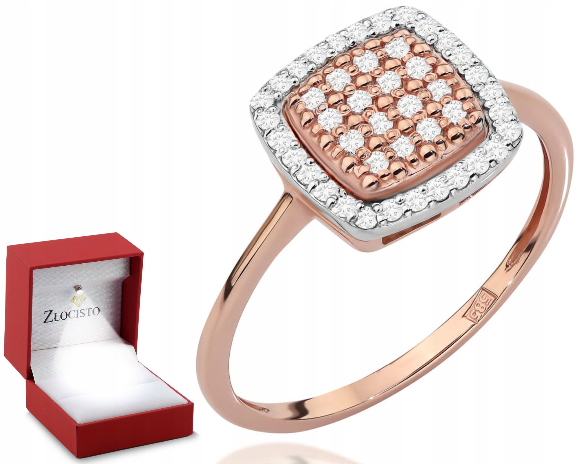 Růžové Zlato Prstýnek S Diamanty 585 Dárek Gravírování