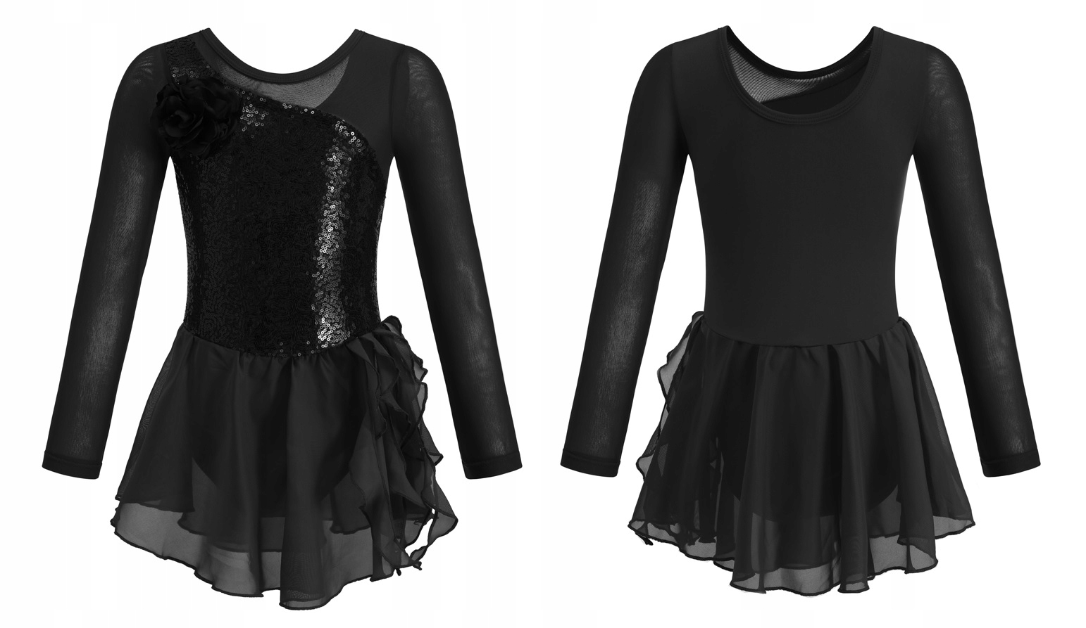 Dívčí Baletní Body S Tylovou Sukní, Černé Flitry, Velikost 130