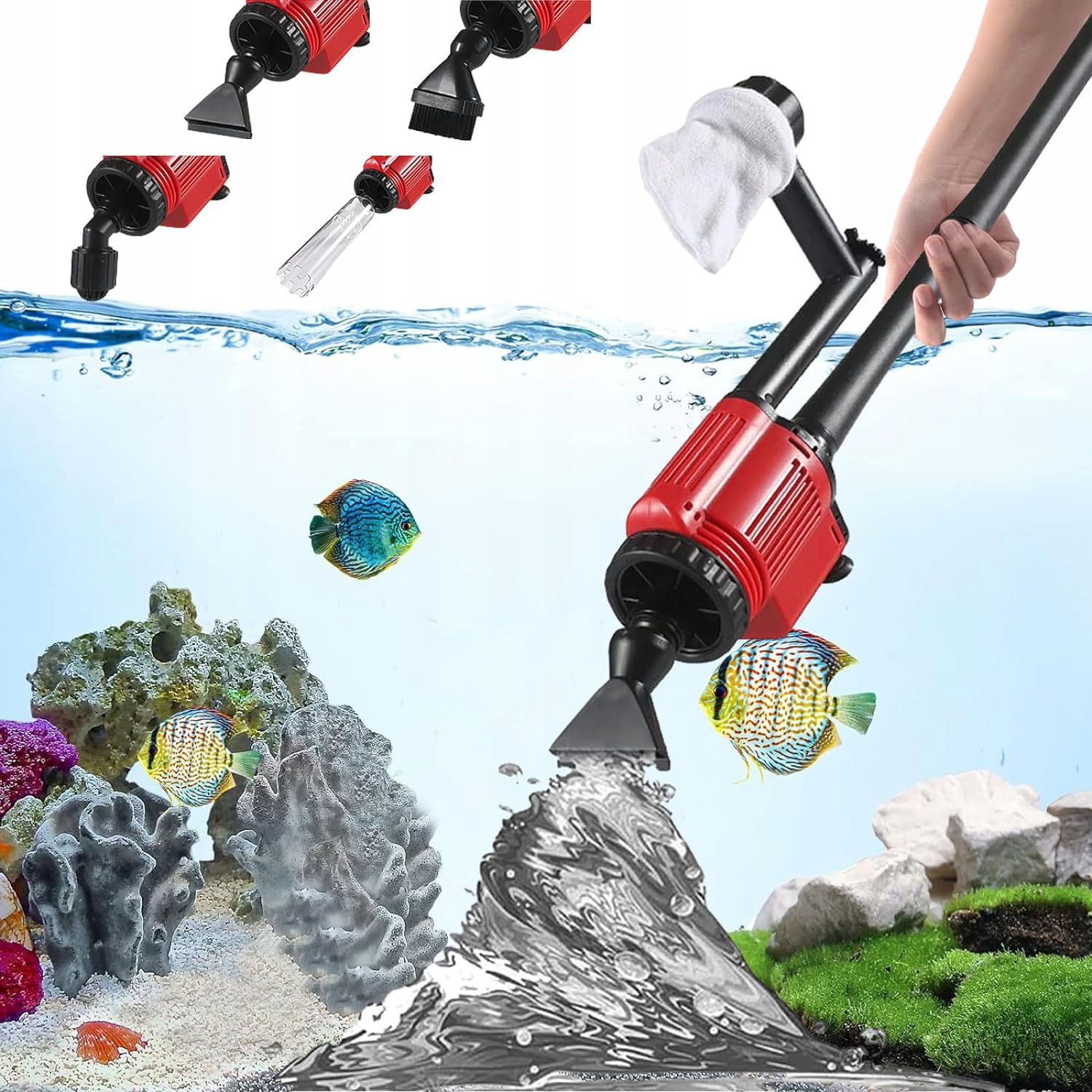 Levně Elektrický Vysavač Na Mulčování Akvárií 6V1 1800L/H 28W