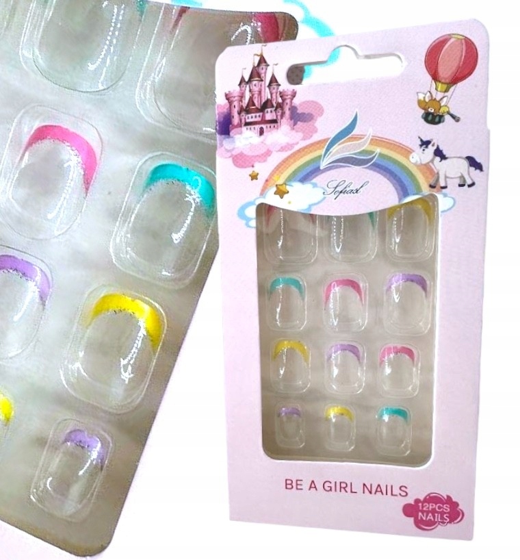 Paznokcie dla Dzieci samoprzylepne Tipsy Unicorn