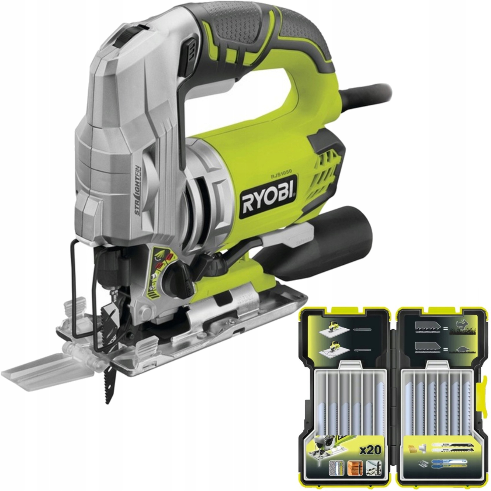 Ryobi Pila RJS1050-K 680W Led Kufr Sada pilových listů 20 Ks