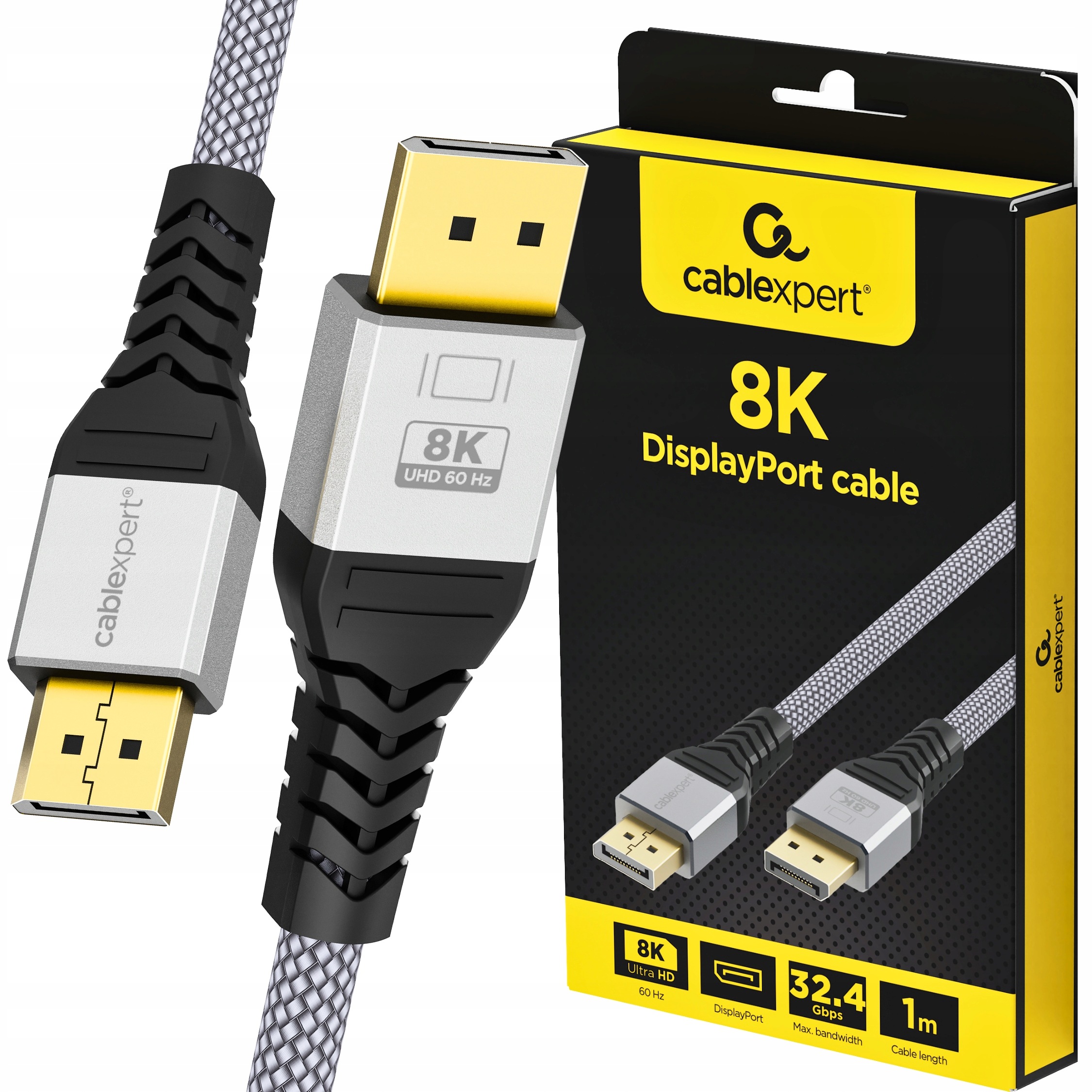 Kabel Displayport 1.4 Dp 8K Uhd 60Hz 4K 120Hz Fhd Hdr 240Hz 32,4 Gb/s 1M