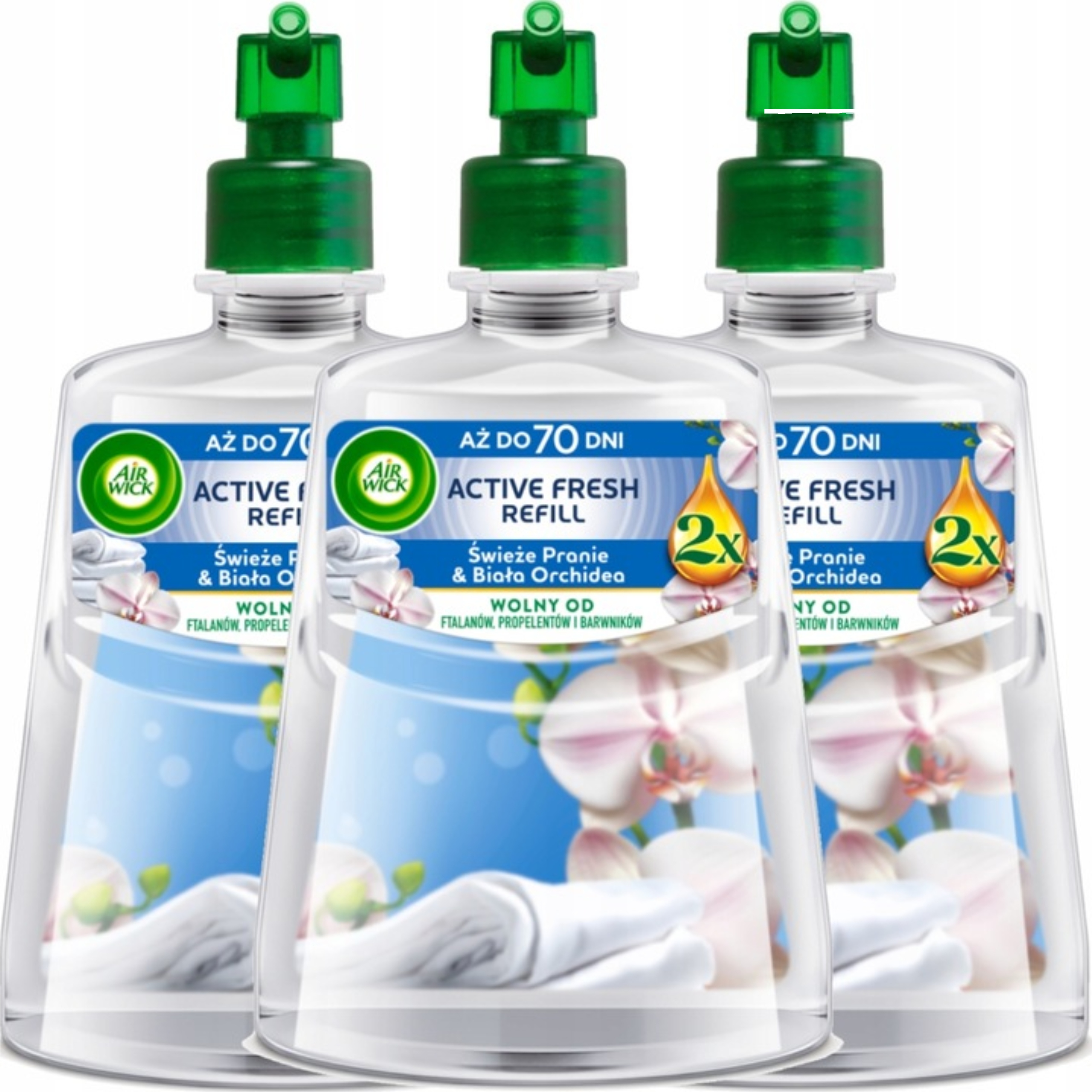 Air Wick Active Fresh filtr Čerstvé prádlo & Bílá Orchidej 228 ml x3
