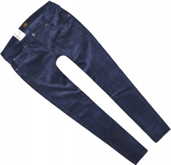 Lee Luke Black Iris spodnie sztruksy rurki W30 L34