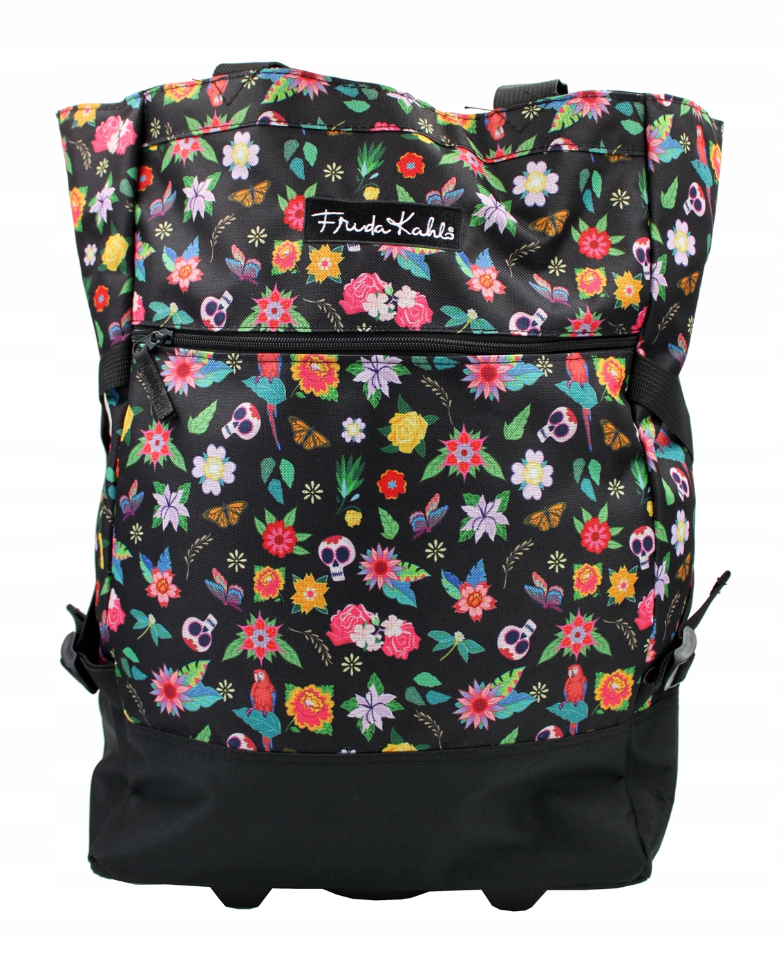 Wózek torba na zakupy Punta czarna kwiaty stylowa solidna Frida Kahlo