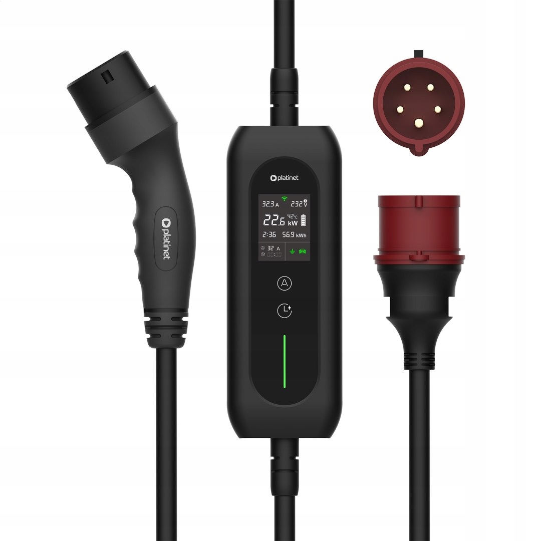 Platinet Ev Přenosná Nabíječka Do Auta Ev/phev Ac Type 2 32A 22KW Cee 5