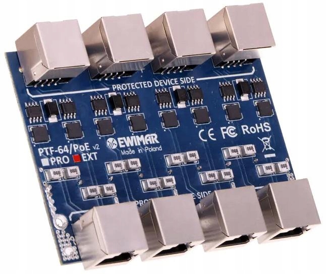 4-kanálový modul obmedzovača prepätia siete Lan Ewimar PTF-64-EXT/PoE