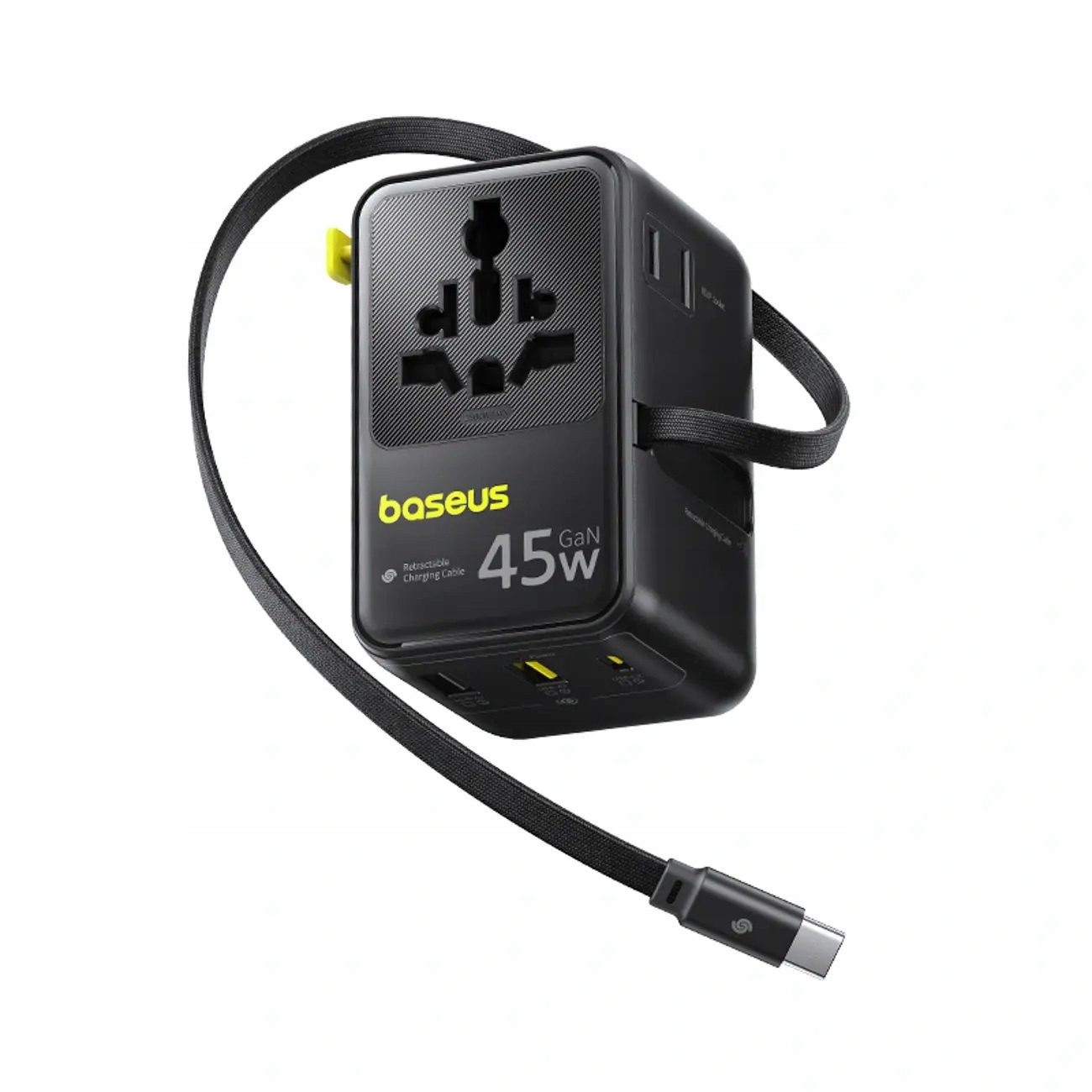 Adapter podróżny Baseus PicoGo AG11 45W 6w1 ze zwijanym kablem Usb- C