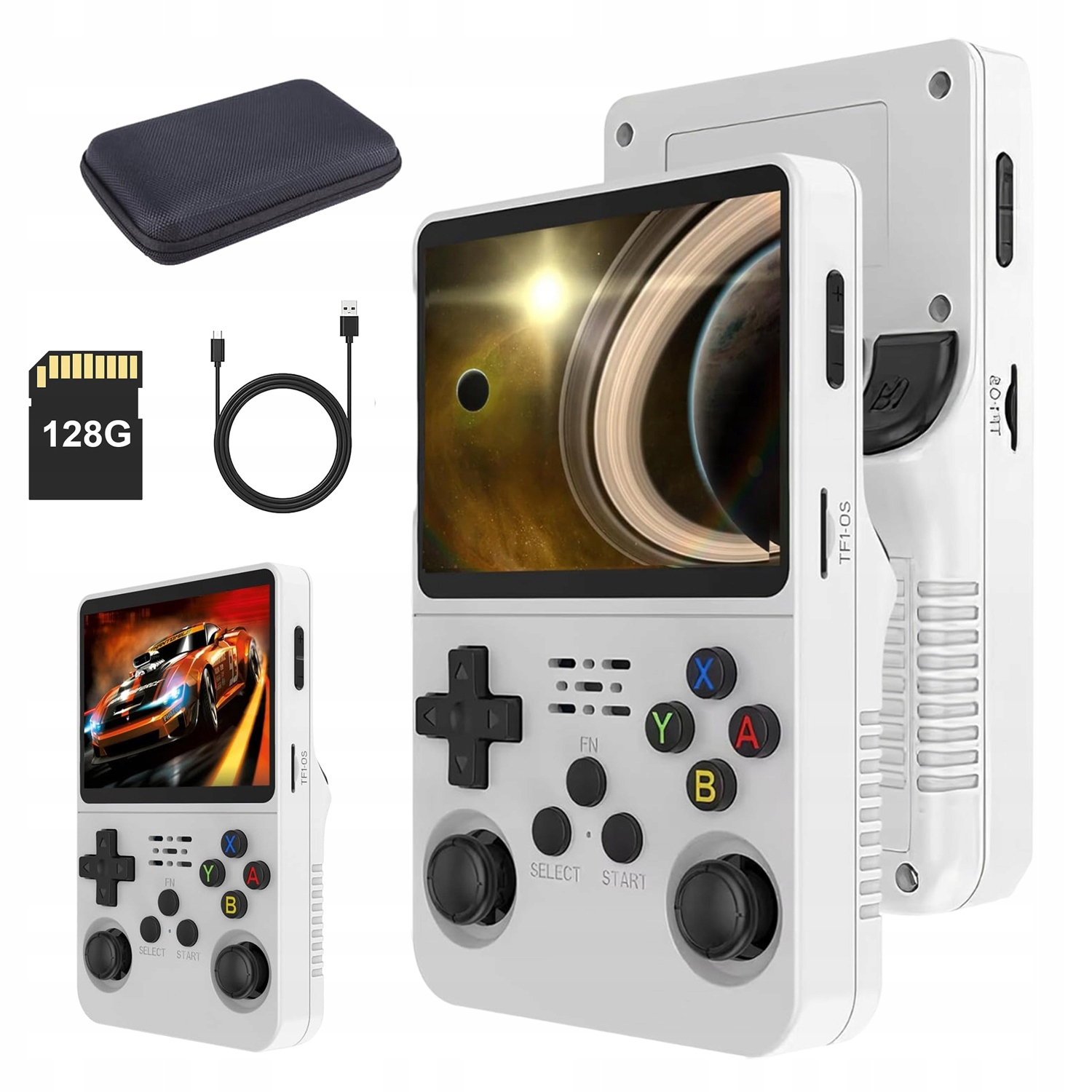 Przenośna Konsola Do Gier R36S 3.5 Cal 21000 Gier Linux Ips Ekran Biała