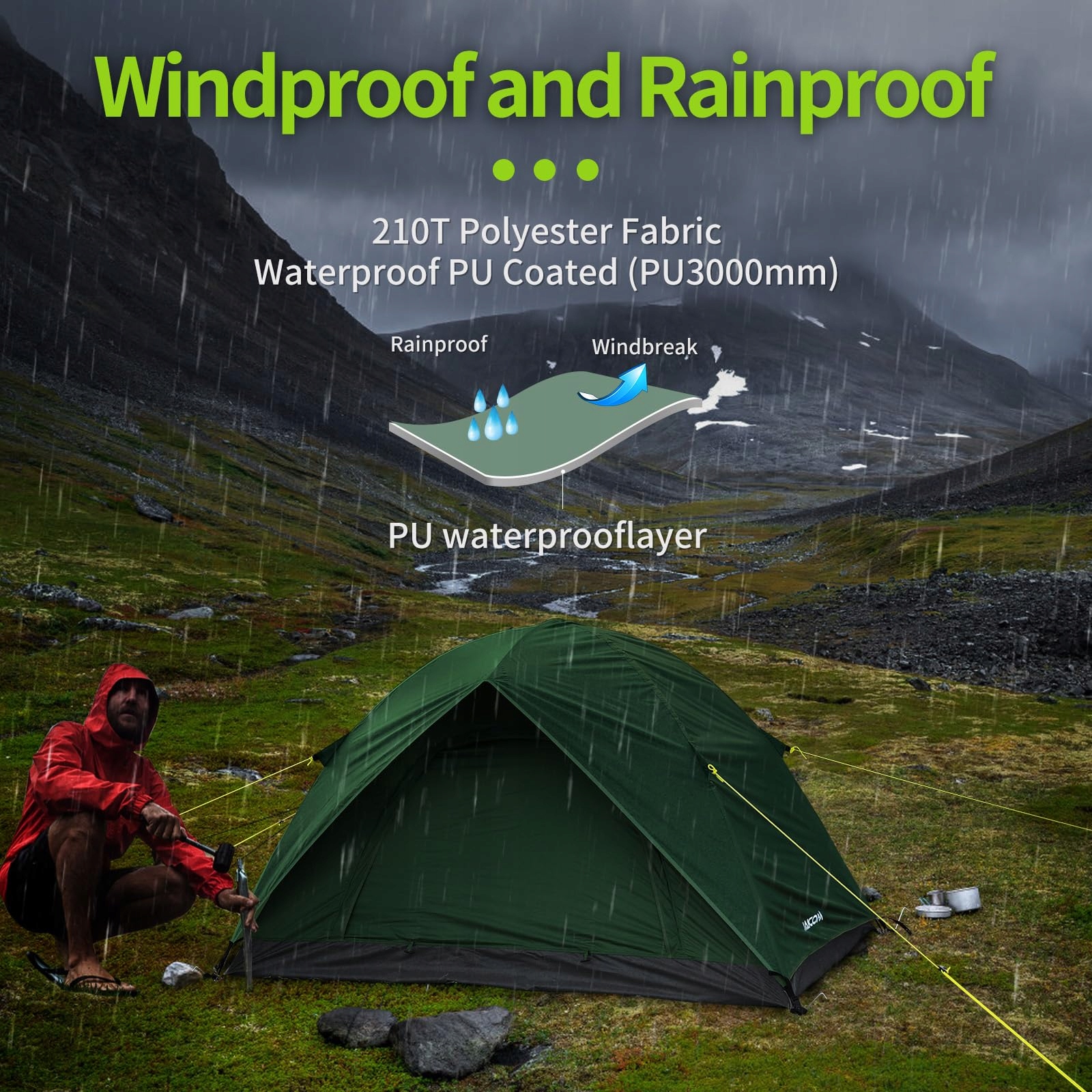 JAICOM Namiot Kempingowy Ultralekki 2 Osoby Wodoodporny Na Wędrówki Camping — miniatura 5