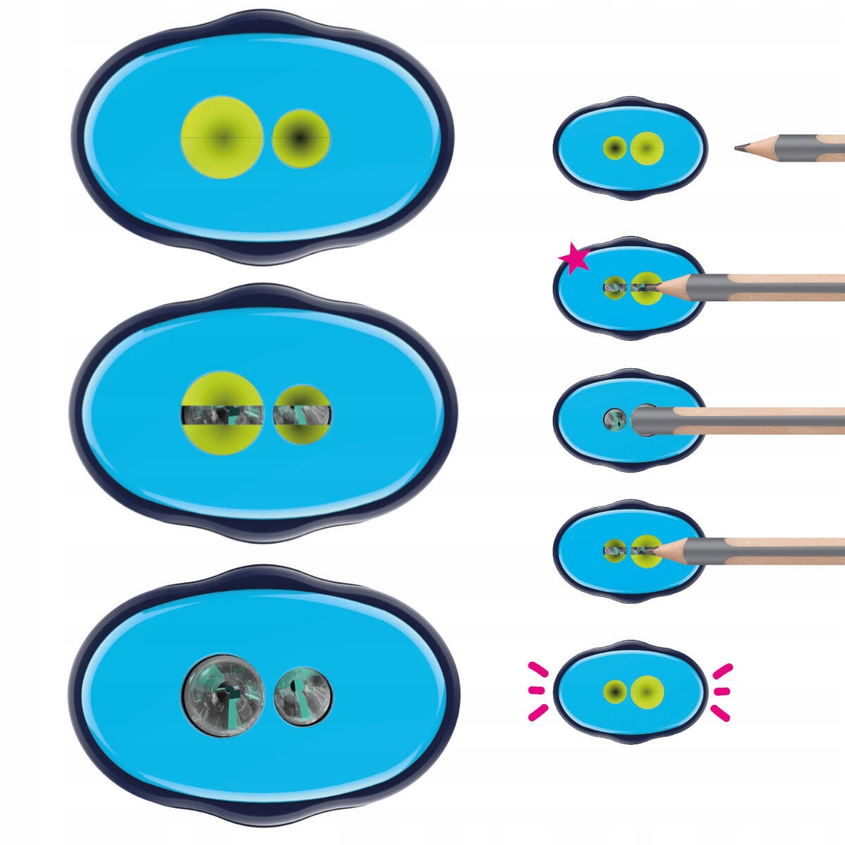 Temperówka podwójna do grubych i cienkich z pojemnikiem Griffix PELIKAN Rodzaj podwójna z pojemnikiem