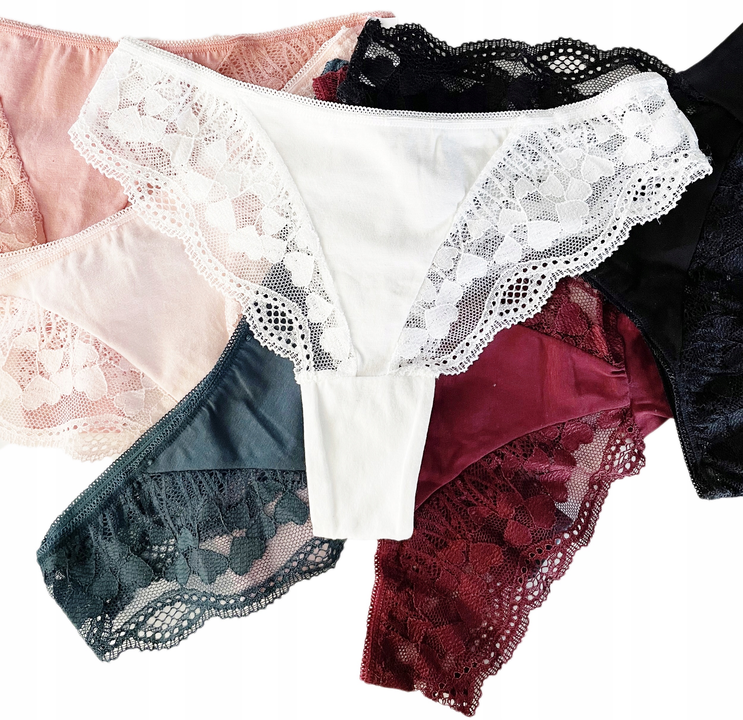 Brazyliany STRINGI damskie PREMIUM Bawełna Sexy KORONKA kobiece FIGI 6-pak Marka Inna marka