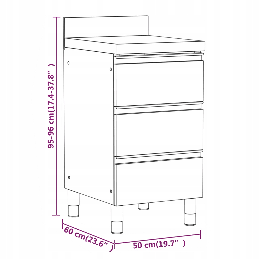 Szafki gastronomiczne, 3 szt., stal nierdzewna Kod producenta 3083721
