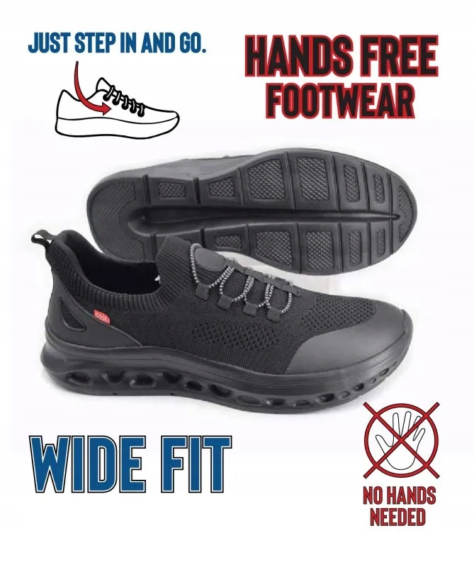 Černé nazouvací boty Široké ALFRETON-D555 Velké velikosti