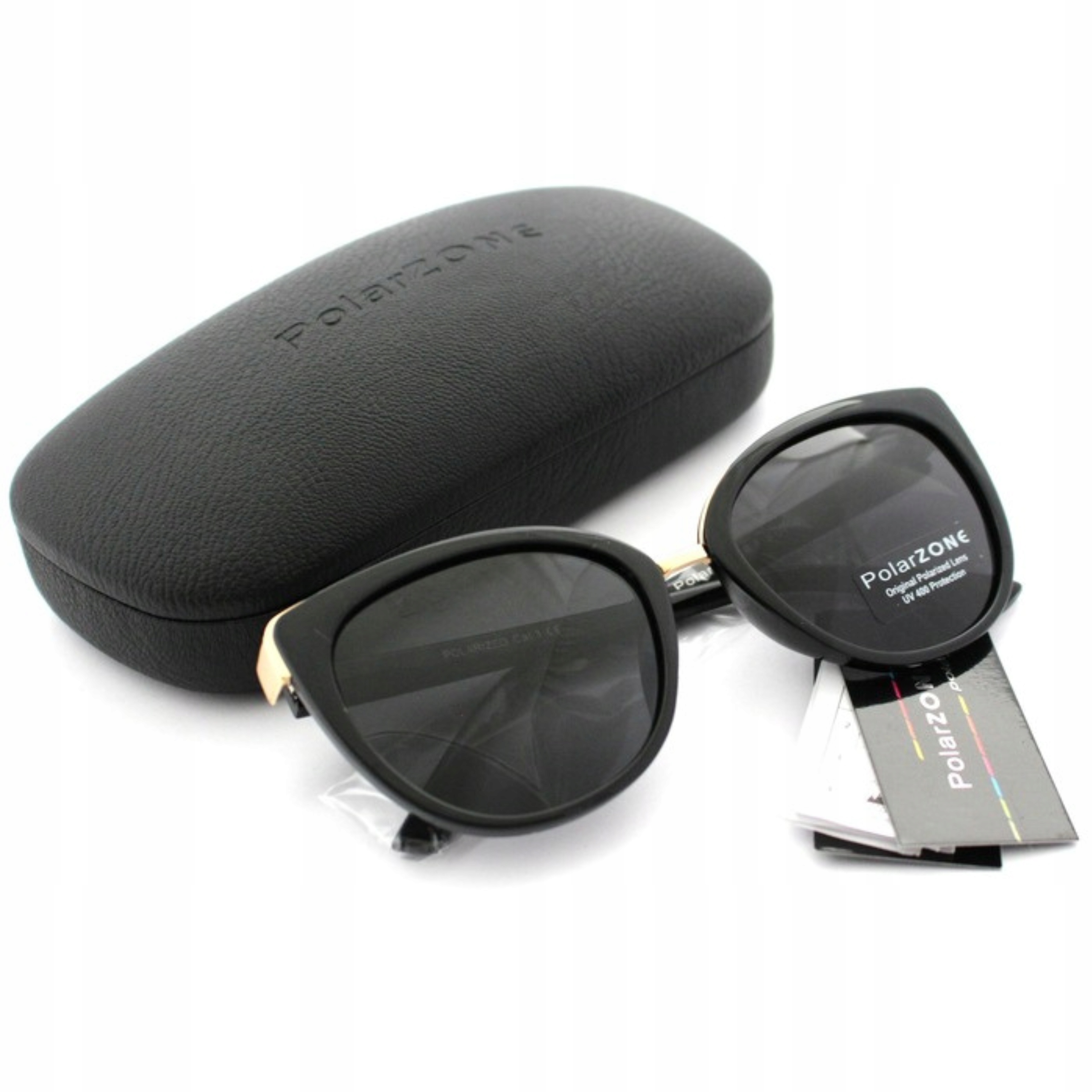 OKULARY PRZECIWSŁONECZNE DAMSKIE Polaryzacyjne PolarZONE UV400 ETUI +GRATIS Fason kocie