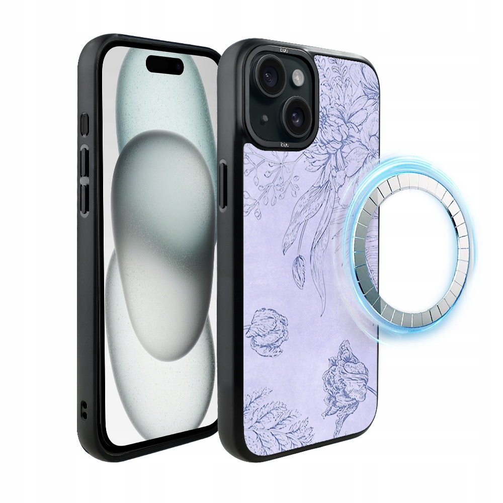 Pouzdro pro iPhone 15 Ibizu DropGuard Matt s MagSafe, Květinový reliéf