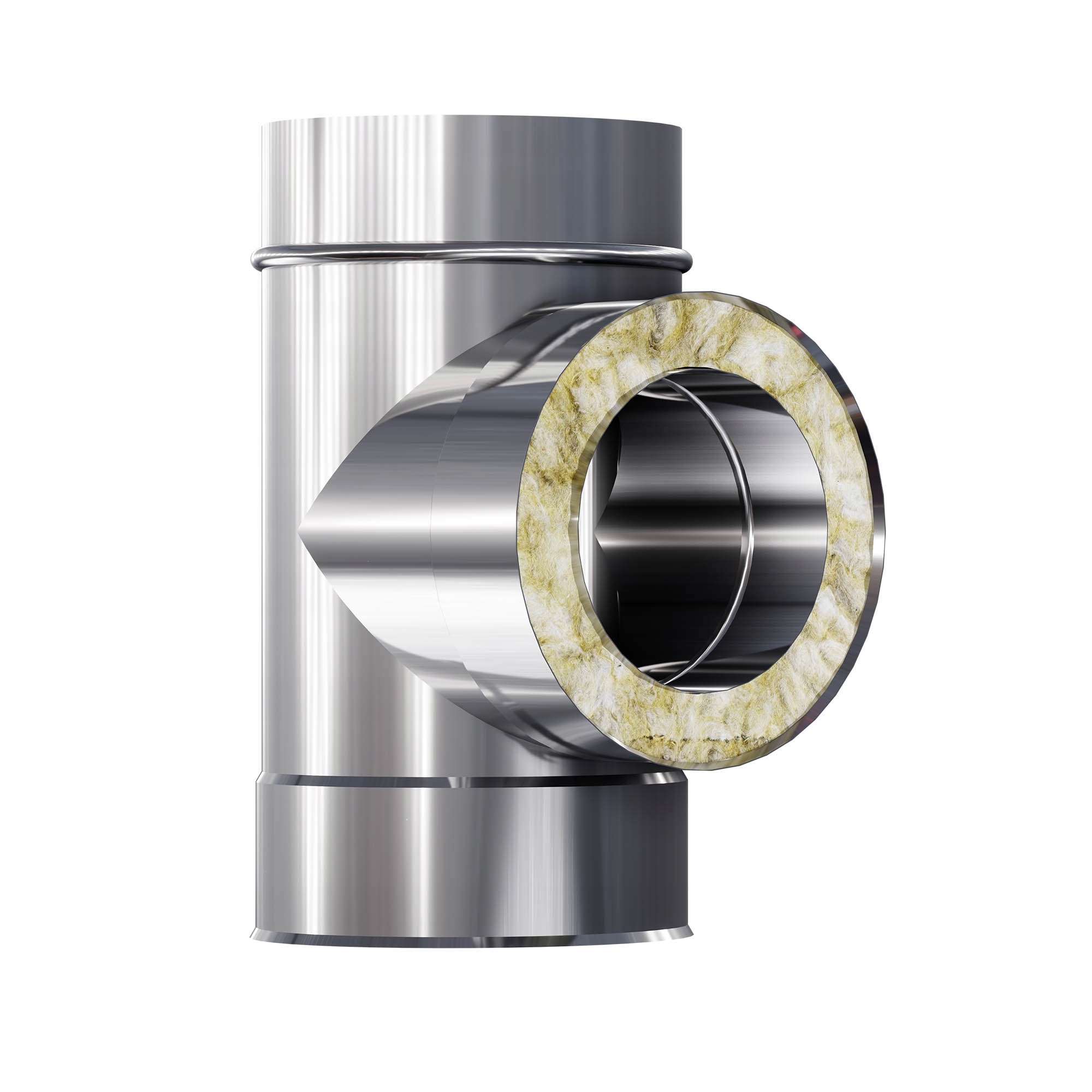 Kzd T-rozdělovač izolovaný dvoustěnný fi 200 1,0 mm 90 stupňů komínová vložka ocel