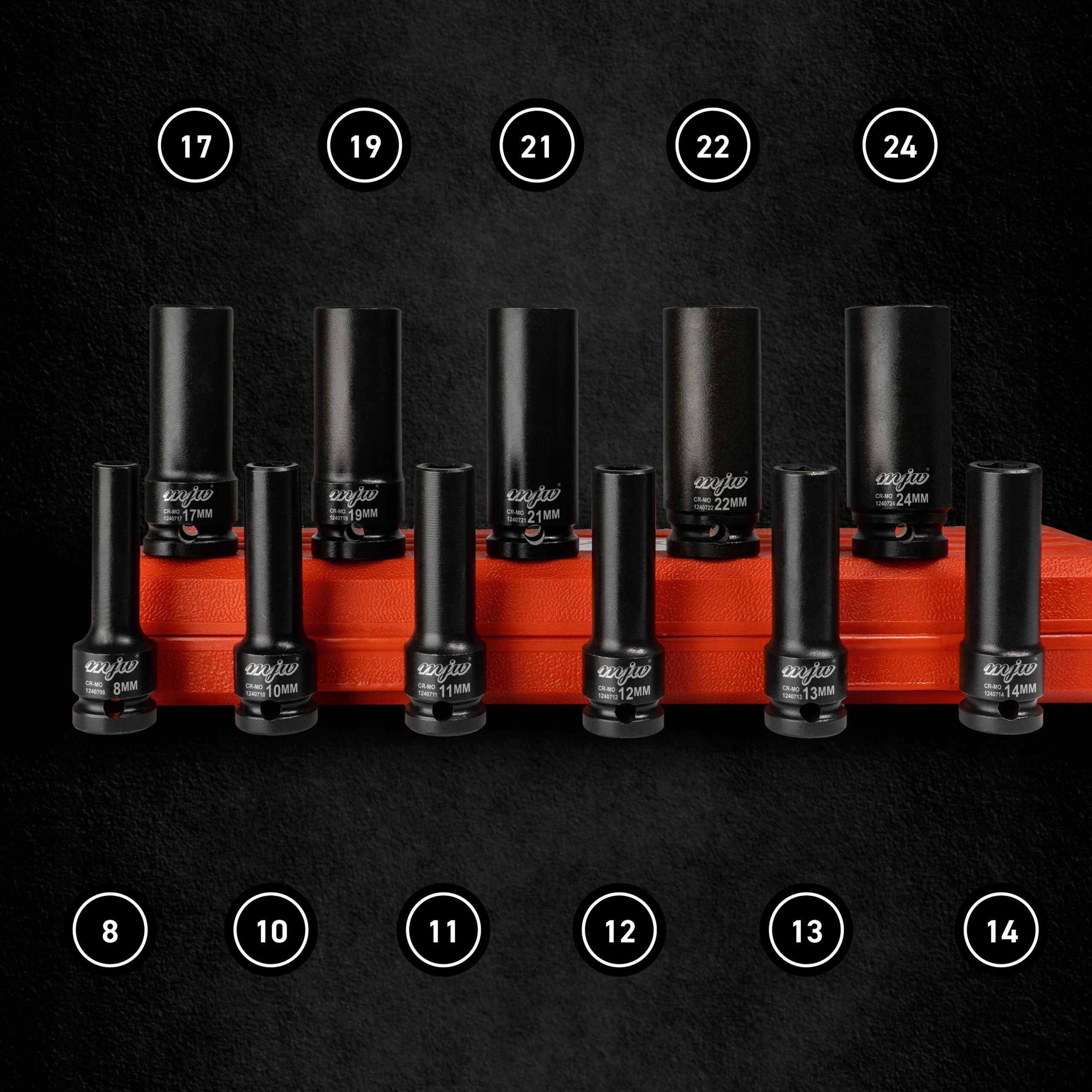 Nasadki udarowe długie zestaw komplet udar 1/2 MJW Marka MJW