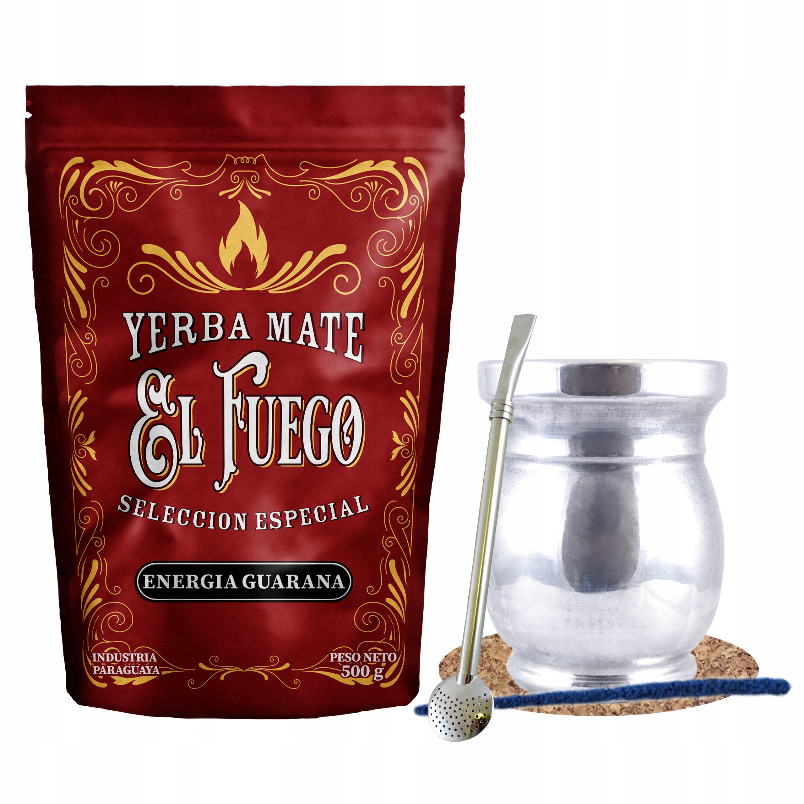Zestaw Yerba Mate El Fuego Energia 500g Palo Santo