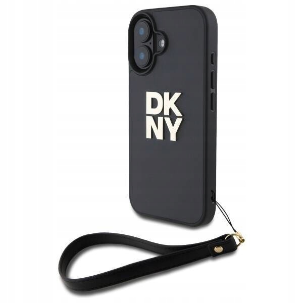 Dkny krytka Hc Pu Wrist Strap and Stack Logo pro iPhone 16 6,1" černá