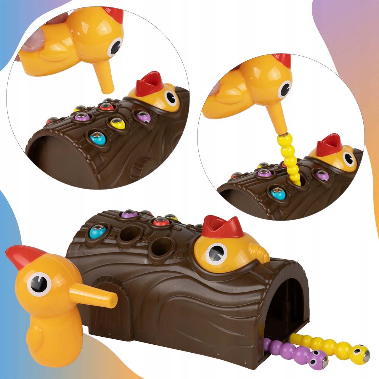 RODZINNA GRA ZRĘCZNOŚCIOWA MAGNETYCZNA DZIĘCIOŁ I ROBACZKI ZESTAW PREZENT Maksymalna liczba graczy 4