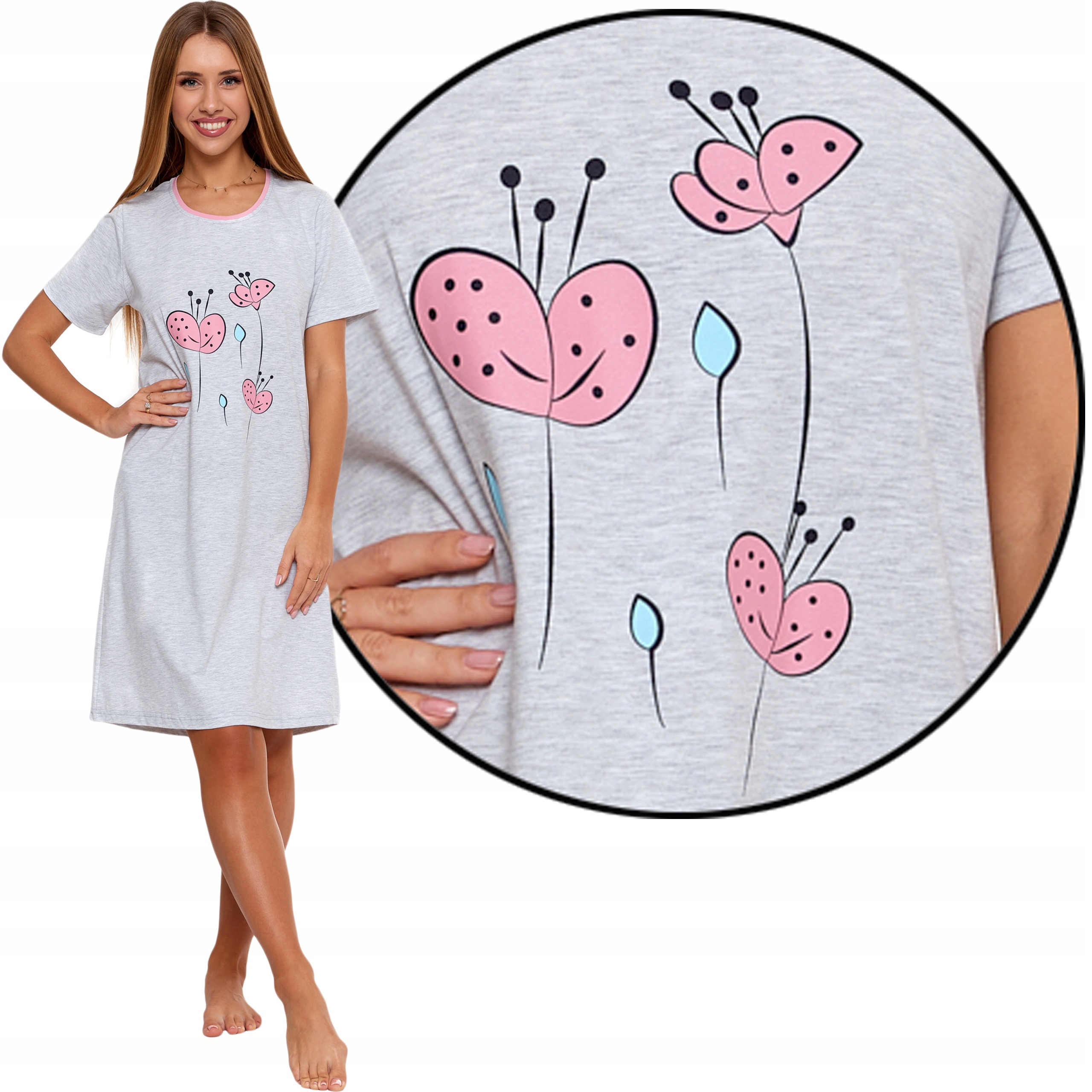 Moraj Lekka i przewiewna Damska Koszula Nocna S Rękaw krótki rękaw