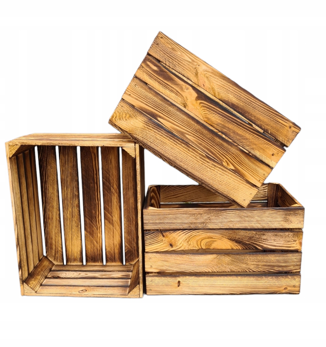 SKRZYNKA DREWNIANA OPALANA Skrzynki Vintage Look Marka Eco-Trade