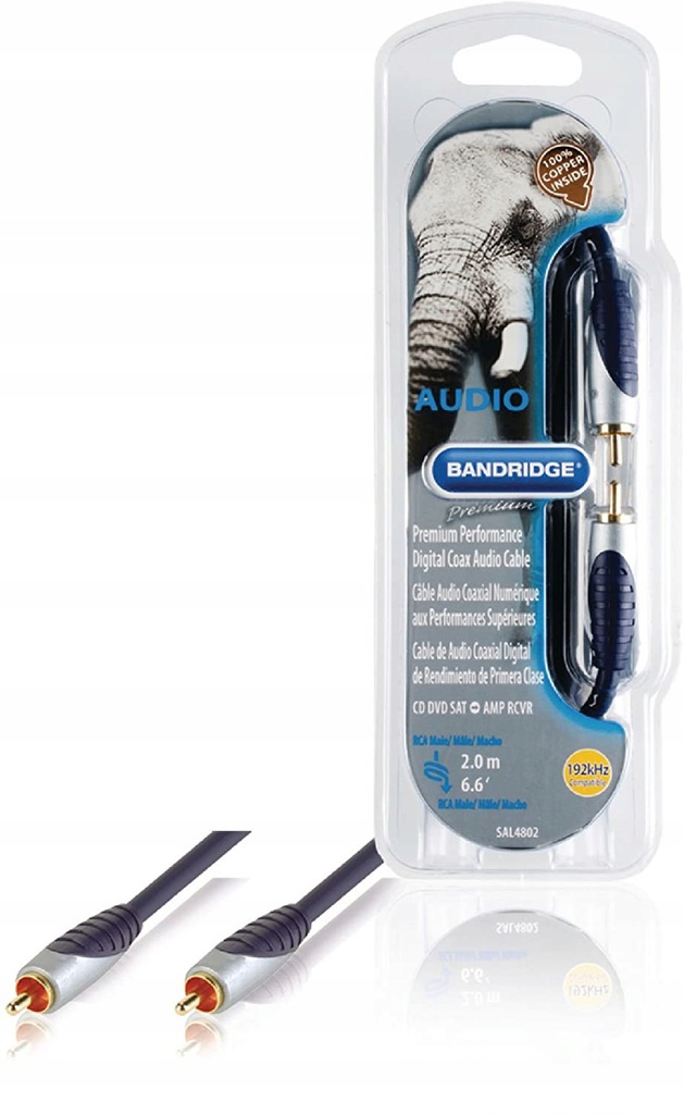 

Kabel Coaxial cyfrowy SAL4802 Bandridge Premium 2m