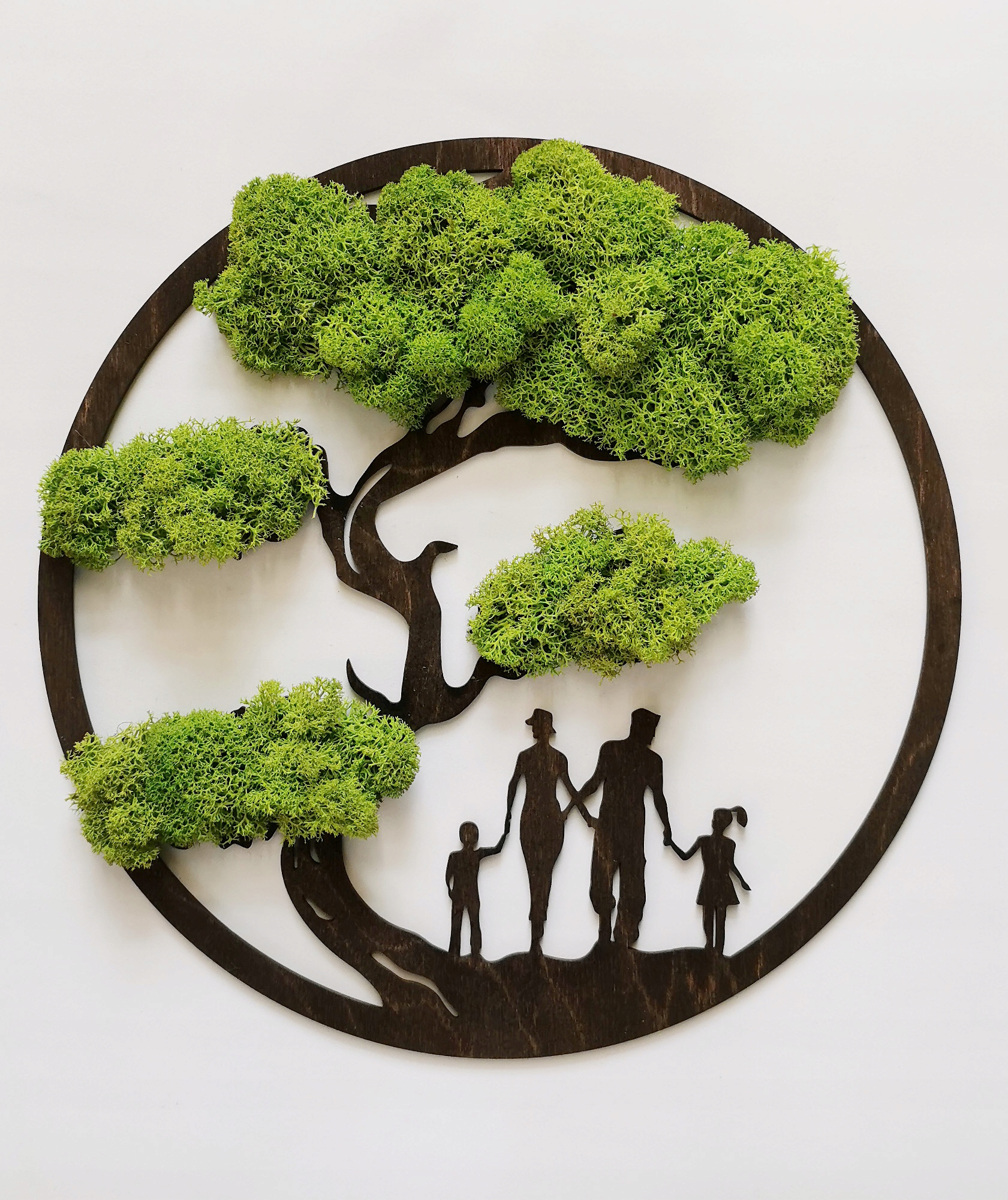 Obraz Z Mechu chrobotek 40 cm rodina dekorace strom bonsaje do obývacího pokoje