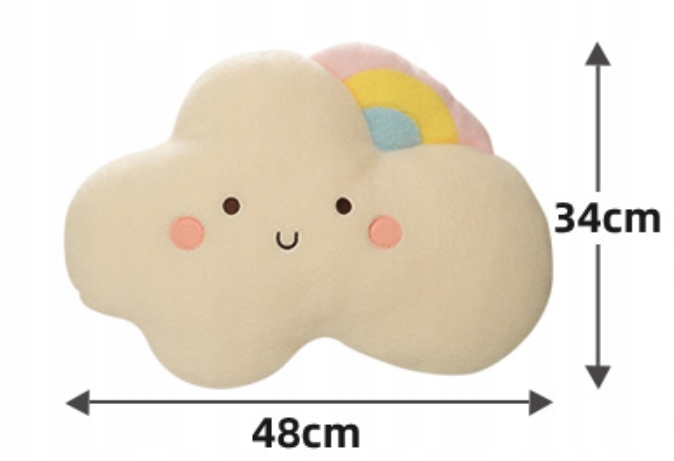 PODUSZKA PODUSIA PLUSZOWA CHMURKA PRZYTULANKA MASKOTKA TĘCZA UŚMIESZEK Szerokość poduszki 48 cm
