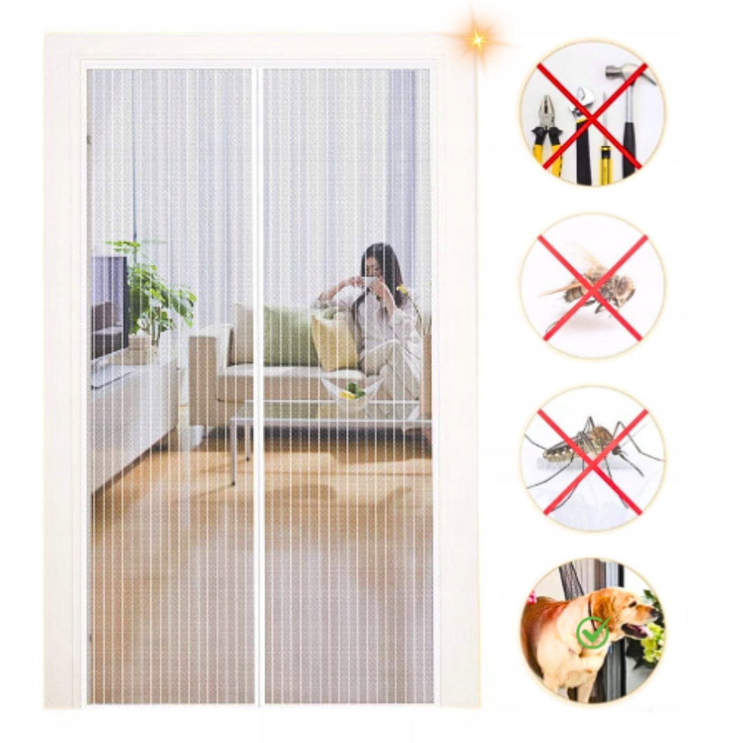 Moskitiera MAGNETYCZNA 100x220 - Ochrona przed Owadami - Mocna - Biała