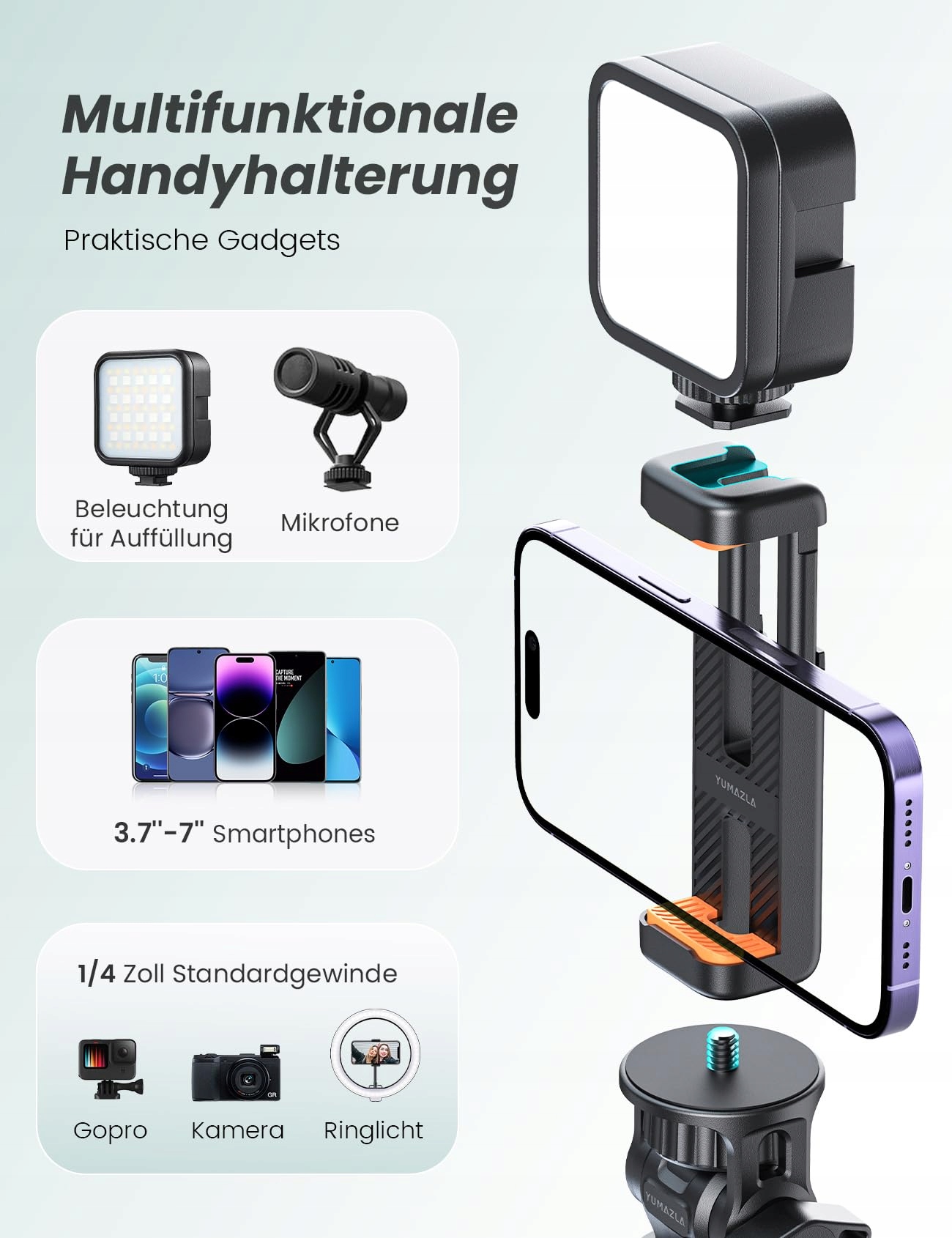 YUMAZLA Statyw Selfie Stick 180cm Do Smartfonów iPhone Samsung — miniatura 6