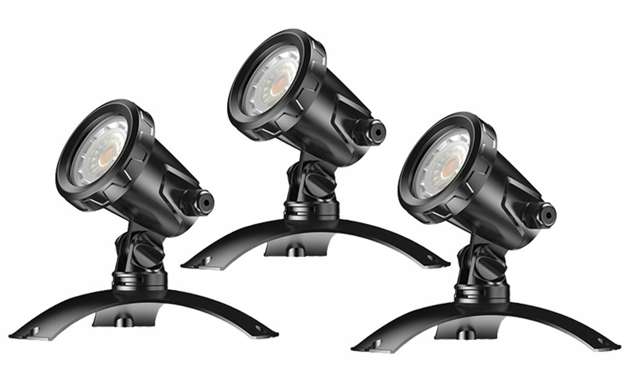 Lampa zestaw oświetlenia 3x 3W LED 12V 5 kolorów do basenów oczek CED-120C