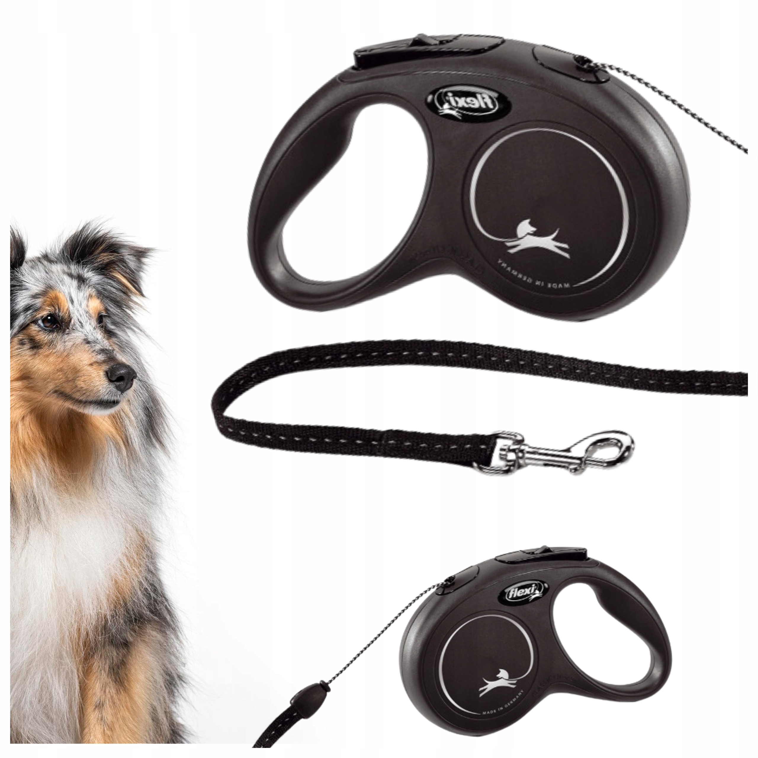 Levně Vodítko Automatická svinovací Flexi New Classic M lanko 5 m Černá do 20 kg