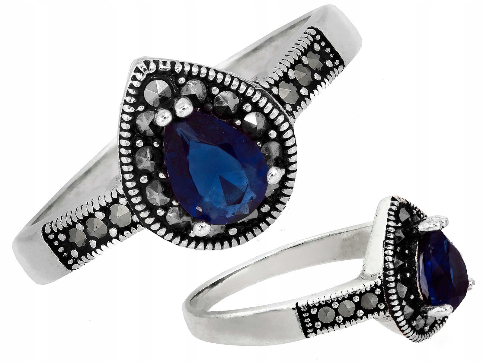 Prstýnek ze stříbra 925 s modrou zirkonií, moderní