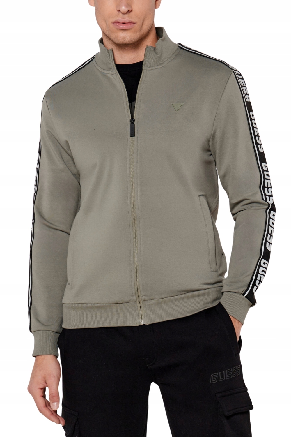 Guess Zelená pánská mikina s lampasy New Arlo L