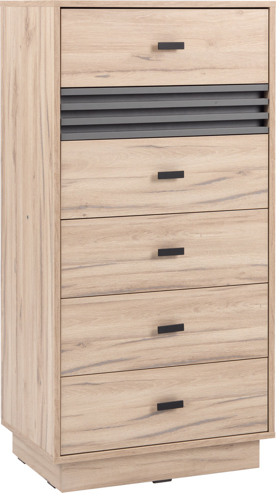 Komoda Punto 60 cm do obývacího pokoje Ložnice 5 Zásuvek Dub