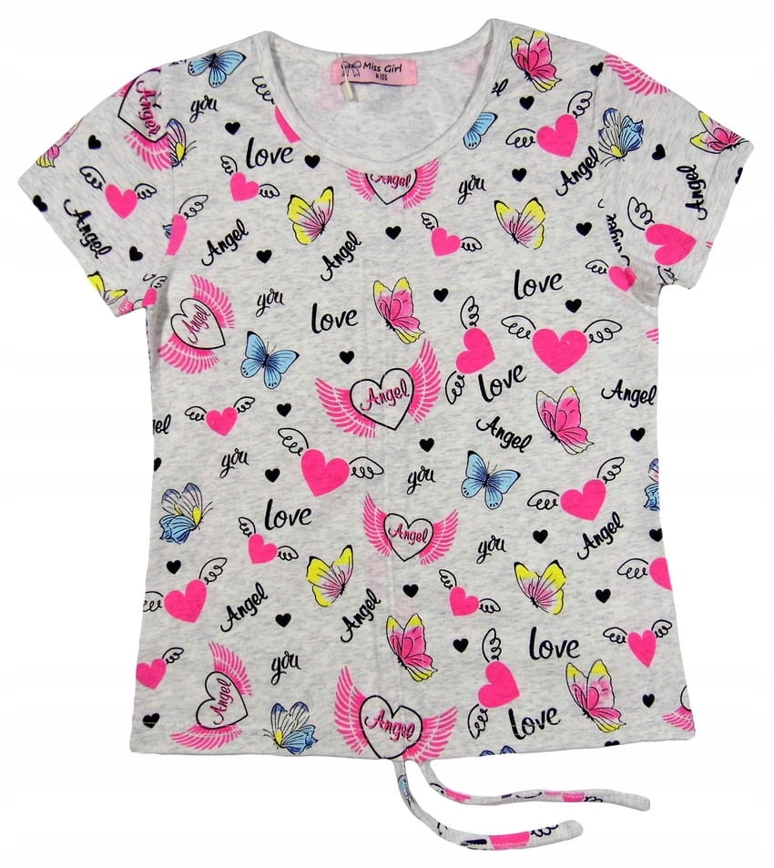 

krótka wiązana Bluzka we wzorki 60A Angel 14Y szar