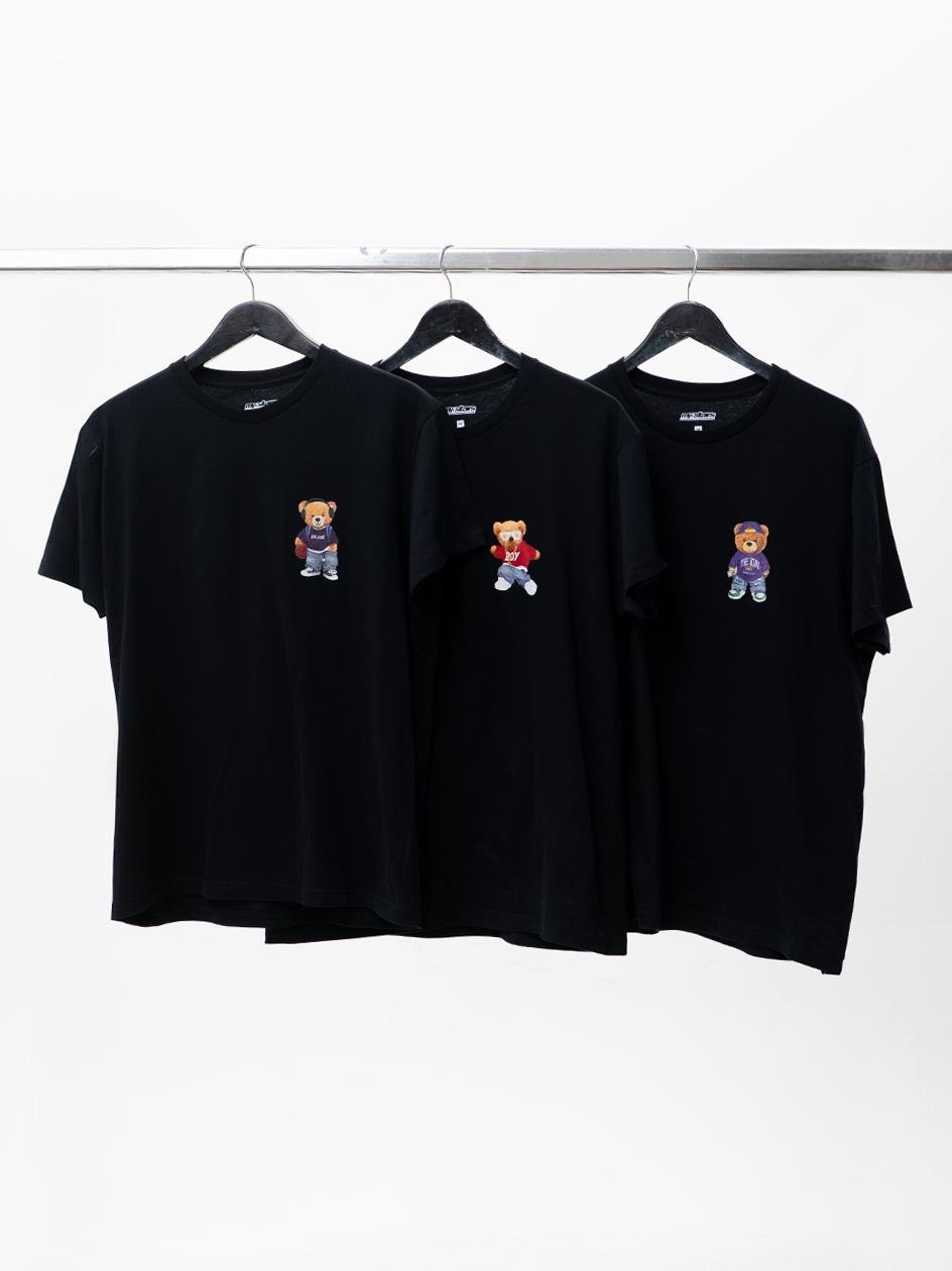 Sada 3 Kusů Černých Triček MyStars Chill Bear Medvídci Módní M