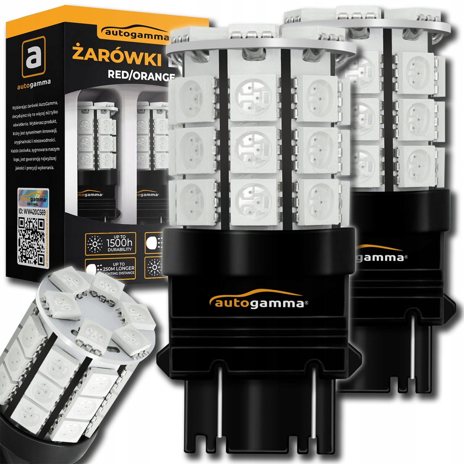 Żarówki P27/7W Led 3157 Dual Color 30xSMD5050 Czerwony Pomarańczowy 2 szt